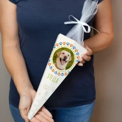 Personalisierte Schultüte für Hunde & Welpen mit Foto | Zuckertüte für Hundeschule | 28 cm