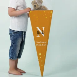 Personalisierte Schultüte für Mädchen und Jungen mit Initiale, Name & Wunschtext | Farbauswahl