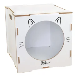 Personalisiertes clipfritz Katzenhaus aus Holz mit Name | 2 Farben | Geschenk für Katzen