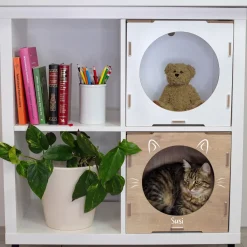 Personalisiertes clipfritz Katzenhaus aus Holz mit Name | 2 Farben | Geschenk für Katzen