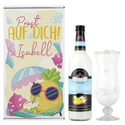 Personalisiertes Cocktail Geschenkset mit Pina Colada, Cocktailglas und Geschenkbox | Prost auf dich!