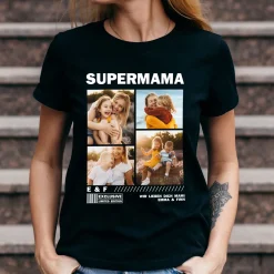 Personalisiertes Damen T-Shirt mit Fotocollage für Mama, Oma, Freundin & mehr | Schwarz | Muttertagsgeschenk