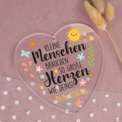 Personalisiertes Deko Herz aus Acryl als Geschenk für Kindergarten Erzieher & Lehrer