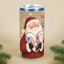 Personalisierte Secco-Dose mit Weihnachtsmann & Foto im Herz | Weihnachtsgeschenk mit Name
