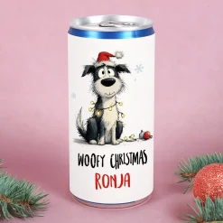 Personalisierte Secco-Dose 'Woofy Christmas' mit Hund & Name | Lustiges Geschenk zu Weihnachten