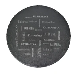 Personalisierte Servierplatte aus Schiefer mit Name gelasert | Rund 35,5cm