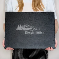 Personalisierte Servierplatte für Feinschmecker mit Name und Naturmotiv | Rechteckig
