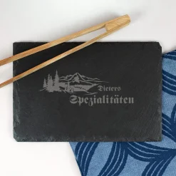 Personalisierte Servierplatte für Feinschmecker mit Name und Naturmotiv | Rechteckig