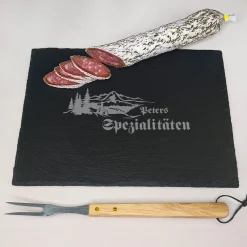 Personalisierte Servierplatte für Feinschmecker mit Name und Naturmotiv | Rechteckig