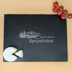 Personalisierte Servierplatte für Feinschmecker mit Name und Naturmotiv | Rechteckig