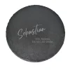 Personalisierte Servierplatte aus Schiefer mit Name und Wunschtext | Rund