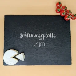Personalisierte Servierplatte aus Schiefer mit Name | Schlemmerplatte Rechteckig