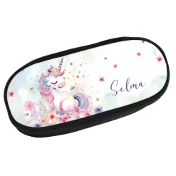 Personalisiertes Federmäppchen mit Name und Einhorn Motiv für Mädchen | Stiftebox & Etui