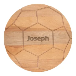 Personalisiertes Frühstücksbrettchen aus Buchenholz im Fußballdesign mit Name | Geschenk für Fußballfans