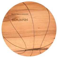 Personalisiertes Frühstücksbrett & Schneidebrett im Basketball-Design aus Buchenholz für Sportfans