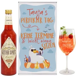 Personalisiertes Geschenkset 'Perfekter Tag' mit Aperitif, Glas & Geschenkbox | 3 Sorten zur Auswahl