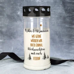 Personalisiertes Grablicht mit Name | Noch einmal Weihnachten feiern | 2 Größen