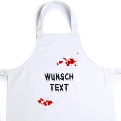 Personalisiertes Halloween-Kostüm | Schürze mit Blutspritzern und Wunschtext | 2 Farben
