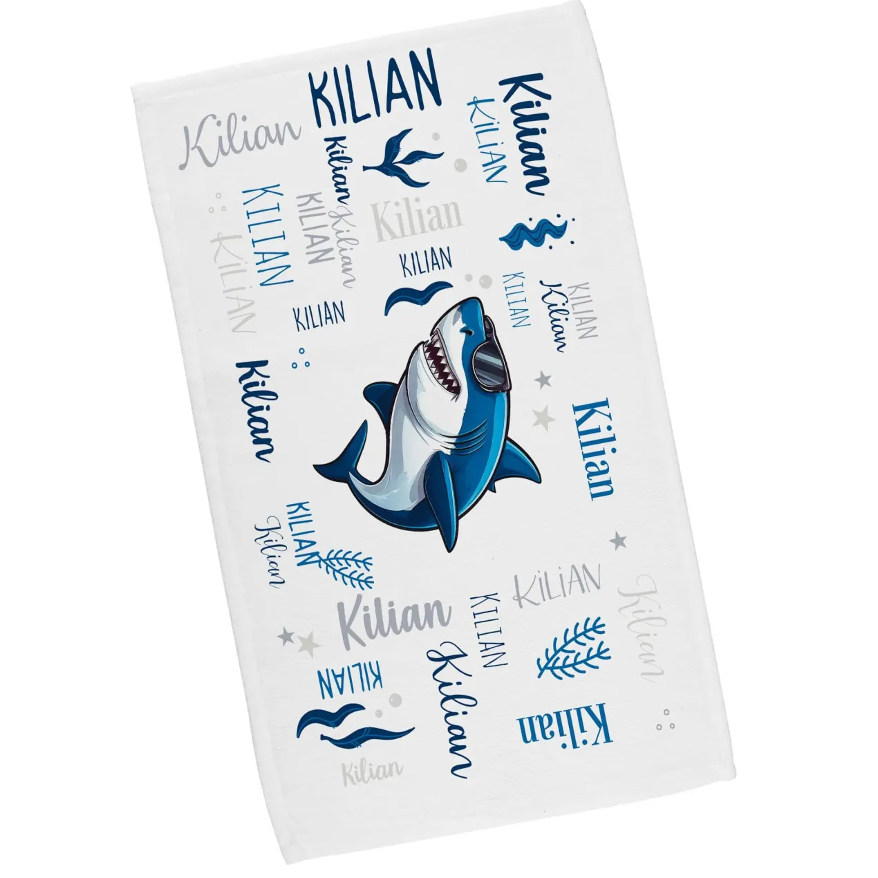 Personalisiertes Handtuch mit coolem Meerestier-Motiv und Namen