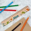 Personalisiertes Holz Lineal für Jungen mit Name | 20 cm | Dinosaurier Motiv