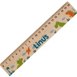 Personalisiertes Holz Lineal für Jungen mit Name | 20 cm | Dinosaurier Motiv