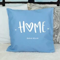 Personalisiertes HOME Kissen mit Wunschtext | Deko Geschenk zum Einzug, für neue Wohnung & Zuhause