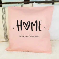 Personalisiertes HOME Kissen mit Wunschtext | Deko Geschenk zum Einzug, für neue Wohnung & Zuhause