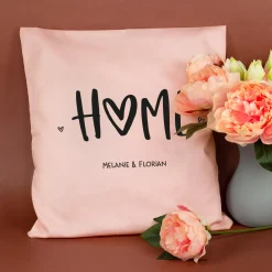 Personalisiertes HOME Kissen mit Wunschtext | Deko Geschenk zum Einzug, für neue Wohnung & Zuhause
