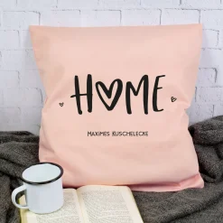 Personalisiertes HOME Kissen mit Wunschtext | Deko Geschenk zum Einzug, für neue Wohnung & Zuhause