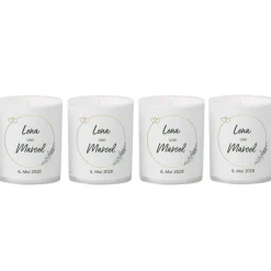 Personalisiertes Kerzen Set zur Hochzeit | 4 Motivkerzen mit Namen & Datum als Dekoration