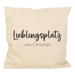 Personalisiertes Kissen 'Lieblingsplatz' mit Wunschtext | Geschenk zum Einzug & Hausbau für Wohnung