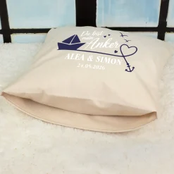 Personalisiertes Kissen 'Mein Anker' mit Namen & Datum | Geschenk zur Hochzeit & Einzug fürs Zuhause