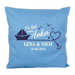 Personalisiertes Kissen 'Mein Anker' mit Namen & Datum | Geschenk zur Hochzeit & Einzug fürs Zuhause