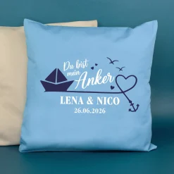 Personalisiertes Kissen 'Mein Anker' mit Namen & Datum | Geschenk zur Hochzeit & Einzug fürs Zuhause
