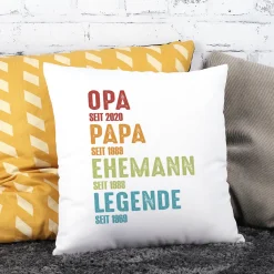 Personalisiertes Kissen 'Opa Papa Ehemann Legende' mit Wunschtext | Geschenk für Vatertag & Geburtstag