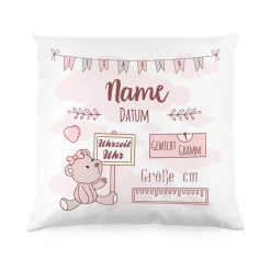 Personalisiertes Kissen zur Geburt für Mädchen als Babygeschenk