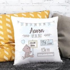 Personalisiertes Kissen zur Geburt für Jungen als Babygeschenk