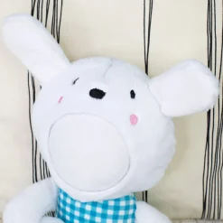 Personalisiertes Kuscheltier mit Foto Gesicht | Stofftier Hase als lustiges Geschenk | Rosa oder Blau