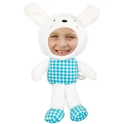 Personalisiertes Kuscheltier mit Foto Gesicht | Stofftier Hase als lustiges Geschenk | Rosa oder Blau