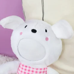 Personalisiertes Kuscheltier mit Foto Gesicht | Stofftier Hase als lustiges Geschenk | Rosa oder Blau