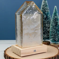 Personalisiertes LED-Dekohaus von Leonardo mit Wunschgravur auf Holzsockel | Dekolicht und Geschenk