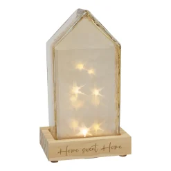 Personalisiertes LED-Dekohaus von Leonardo mit Wunschgravur auf Holzsockel | Dekolicht und Geschenk
