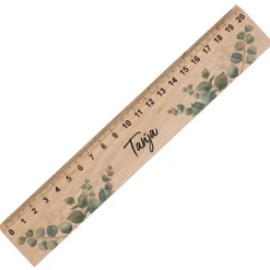 Personalisiertes Lineal aus Holz mit Name für Schüler & Studenten | 20 cm | Eukalyptus Motiv