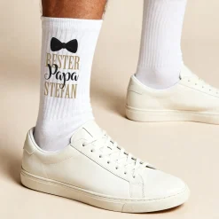 Personalisierte Socken in weiß 'Bester Papa' mit Name | Geschenk zum Vatertag für Männer & Papas