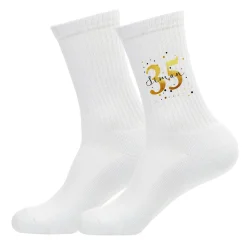 Personalisierte Socken zum Geburtstag mit Alter & Name im goldenen Jubiläumsdesign