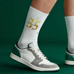 Personalisierte Socken zum Geburtstag mit Alter & Name im goldenen Jubiläumsdesign