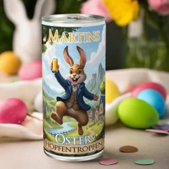 Personalisiertes Osterbier mit Name – Oster Hopfentropfen | 1L Bierdose mit lustigem Osterhasen
