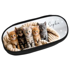 Personalisiertes Schlampermäppchen mit Katzenmotiv und Name | Federmappe für Mädchen
