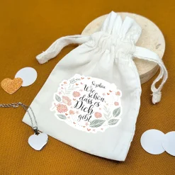 Personalisiertes Säckchen aus Baumwolle für kleine Geschenke | Wie schön, dass es dich gibt