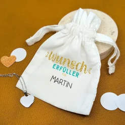 Personalisiertes Säckchen aus Baumwolle mit Name für Geldgeschenke | Wunscherfüller